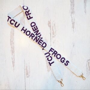 Collegiate Game Day TCU Go Frogs Beaded Purse Strap-White